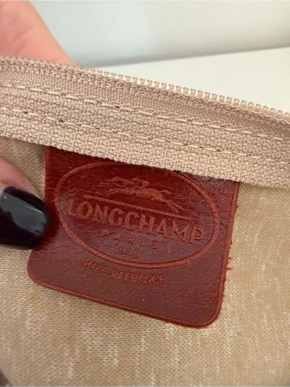 Longchamp Dark Green Travel Vanity Case Zip-Around Lined, Strap Pouch - Picture 14 of 15